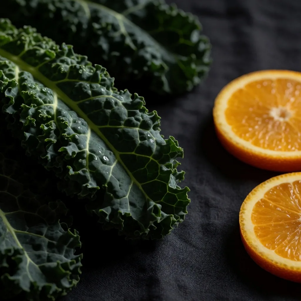 Alimentos frescos para la salud visual sobre superficie oscura