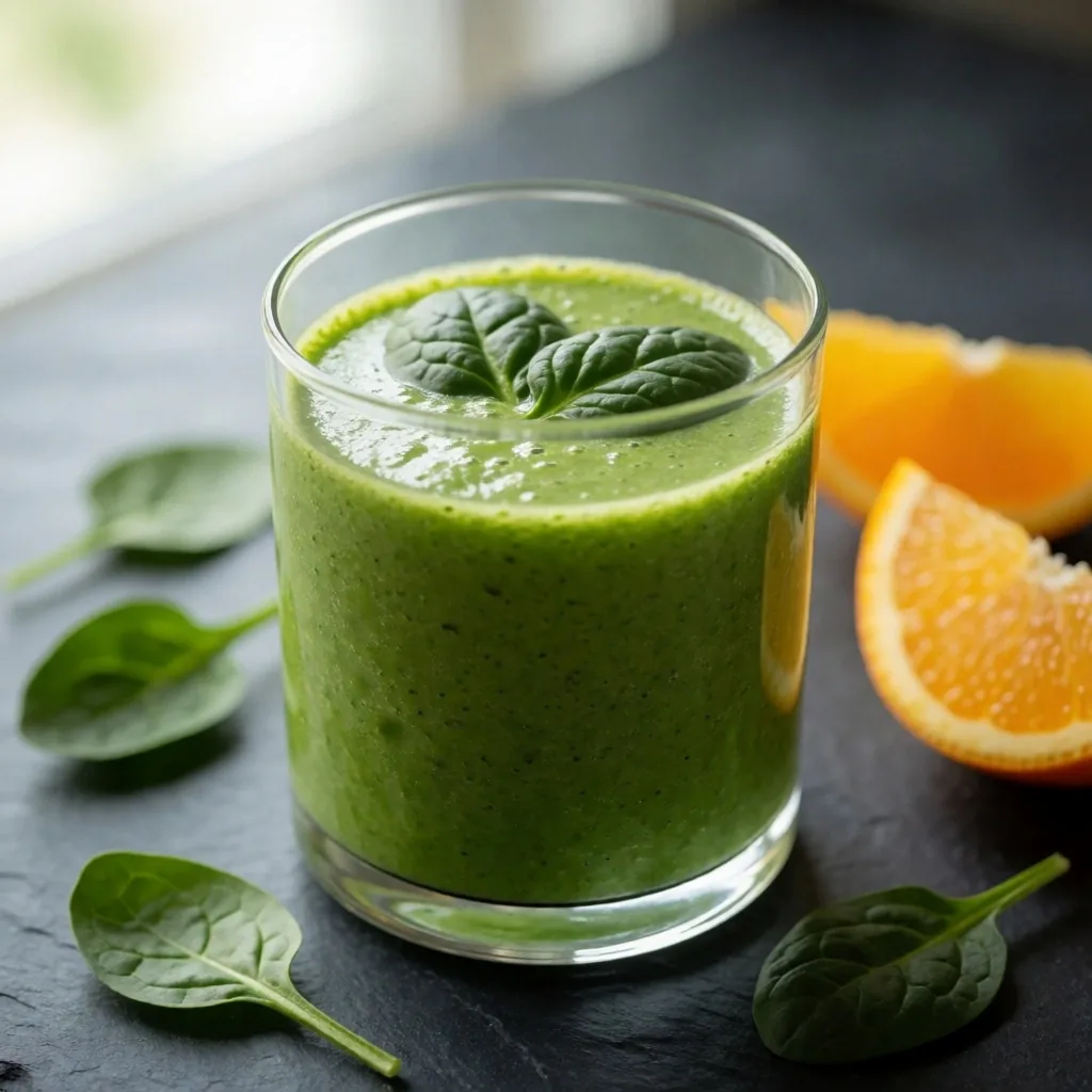 Batido verde con espinaca y naranja